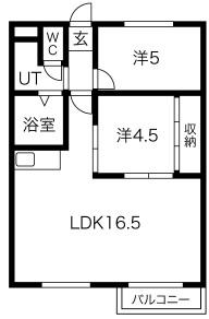 パークハイツ(2LDK/2階)の間取り写真