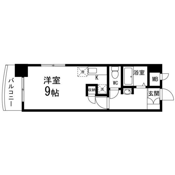 ロイヤルパーク五橋(ワンルーム/3階)の間取り写真