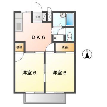 シティハイツ天王A(2DK/1階)の間取り写真