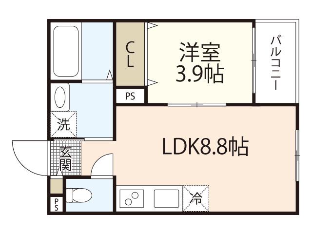 CLE DU BONHEUR (1LDK/1階)の間取り写真