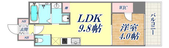 ブエナビスタ神戸三宮(1LDK/11階)の間取り写真