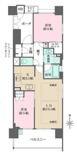 四条烏丸クロスマーク(2LDK/3階)の間取り写真