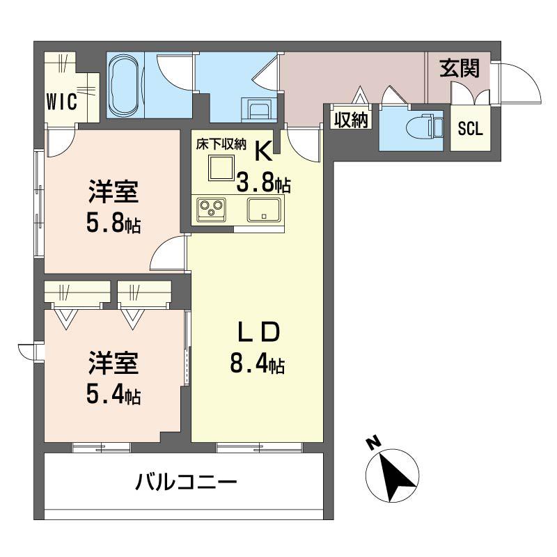 パセオ シャルマン(2LDK/1階)の間取り写真
