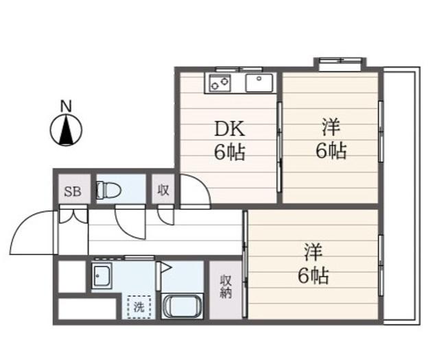 トーワコーポ(2DK/2階)の間取り写真