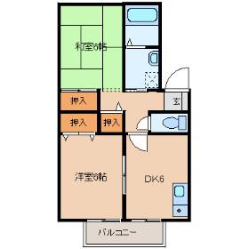 クレールシティA(2DK/1階)の間取り写真