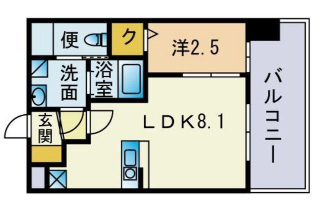 ドゥーエ赤坂(1LDK/13階)の間取り写真