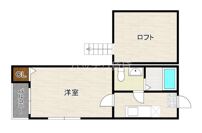 Lソワール別府(1K/2階)の間取り写真