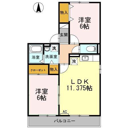 サンライズしば(2LDK/2階)の間取り写真