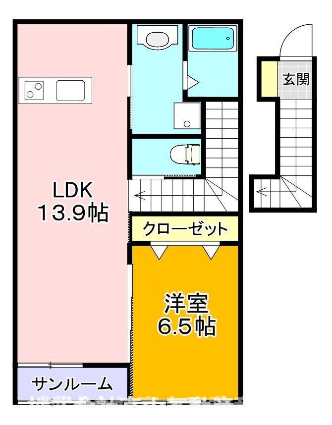 アリビオ遠賀野(1LDK/2階)の間取り写真