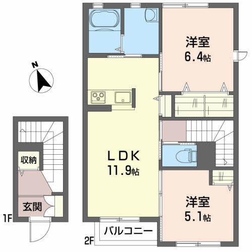 アルカンシェル(2LDK/2階)の間取り写真