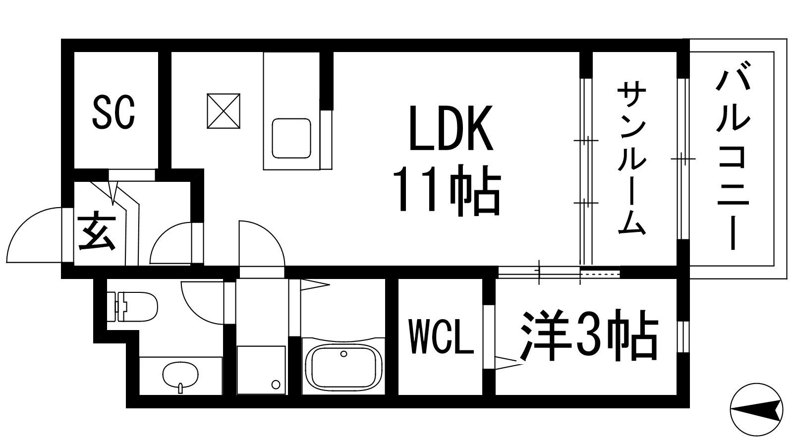 ピープルコートⅢ(1LDK/1階)の間取り写真