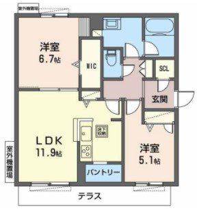 シャーメゾン シエル(2LDK/3階)の間取り写真