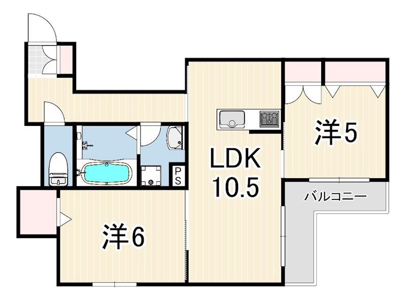 OKAMOTO1218(2LDK/2階)の間取り写真