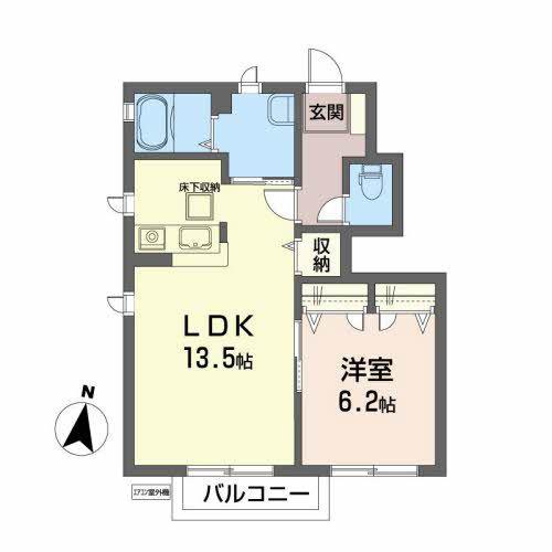 メゾン長町南(1LDK/1階)の間取り写真
