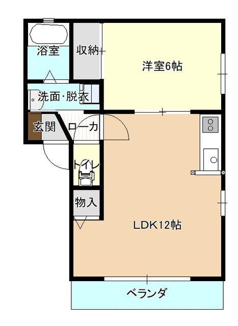 グリーンT伊敷台(1LDK/2階)の間取り写真