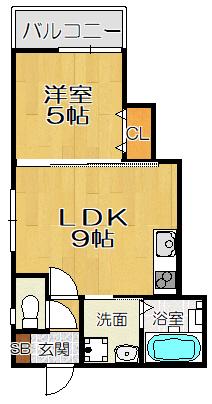 クリエオーレ東園田(1LDK/3階)の間取り写真