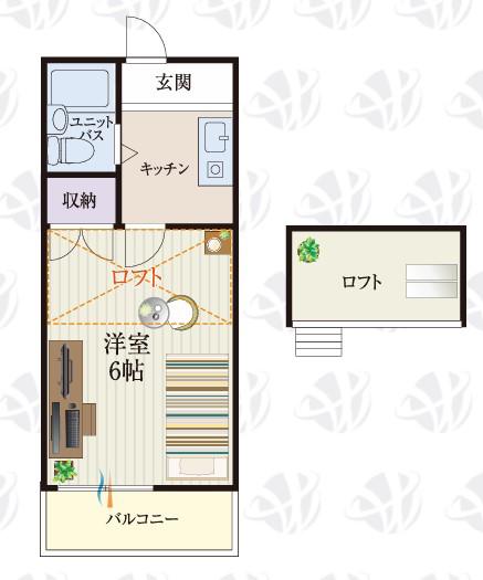 BCASA伊勢崎RE-BORN(1K/1階)の間取り写真