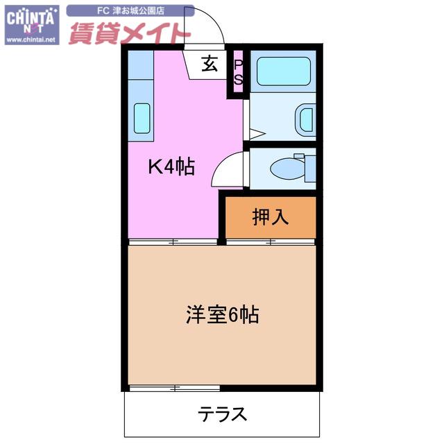 リソーハイツ(1K/1階)の間取り写真