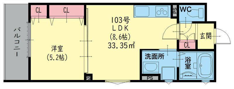 クリエオーレ出口(1LDK/1階)の間取り写真