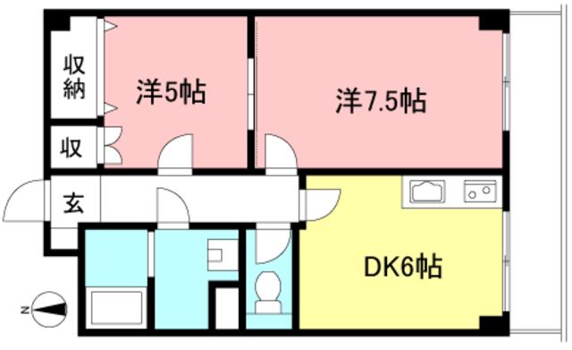 グランプラス五本木(2DK/2階)の間取り写真