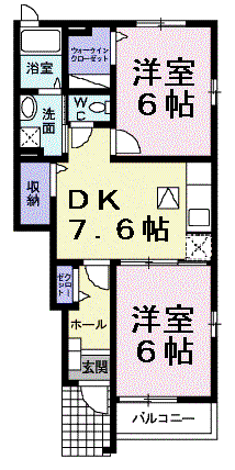 メルシーB(2DK/1階)の間取り写真