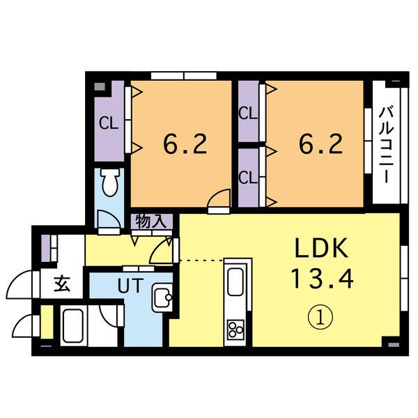 エムズ北23条(2LDK/3階)の間取り写真