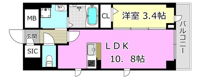GRAND RIRE(1LDK/4階)の間取り写真
