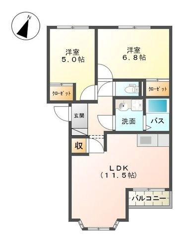 プランドール(2LDK/1階)の間取り写真
