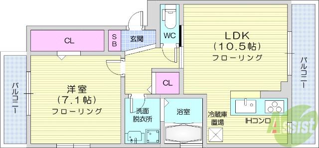 コンフォール桜木(1LDK/1階)の間取り写真