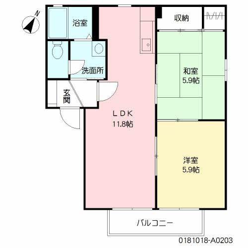メゾン・ド・ルシオン  A棟(2LDK/2階)の間取り写真