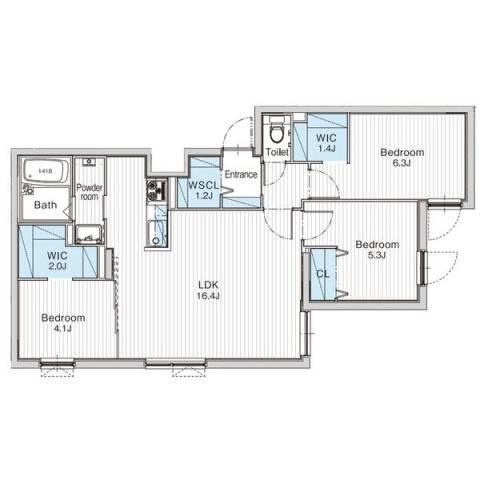 JANUS RESIDENCES南平岸ステージ(3LDK/1階)の間取り写真