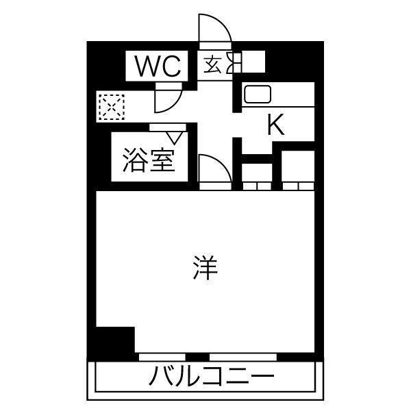 ステュディオ仙台(1DK/8階)の間取り写真