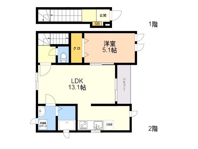 レ セレニタ(1LDK/2階)の間取り写真