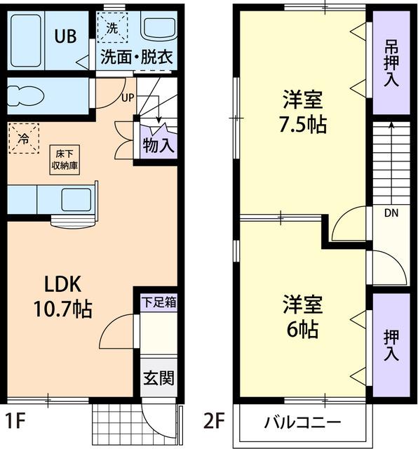 アンソレイユ B 2LDK(2LDK/1階)の間取り写真