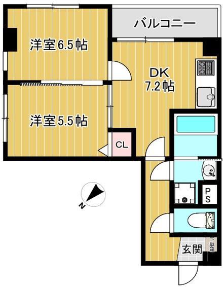 セイコーガーデン大塚(2DK/8階)の間取り写真