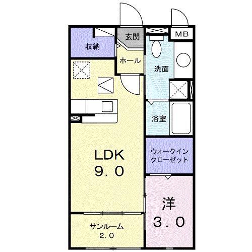 グレイスヴィラ川中島A(1LDK/1階)の間取り写真