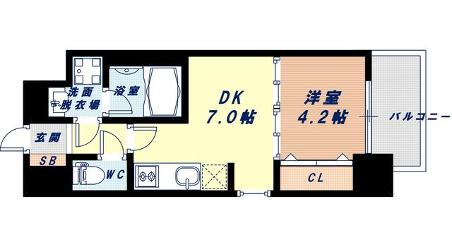 LA DOUCEUR九条(1DK/5階)の間取り写真