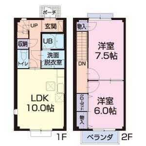 BONHEUR BRANCHE A棟(2LDK/1階)の間取り写真