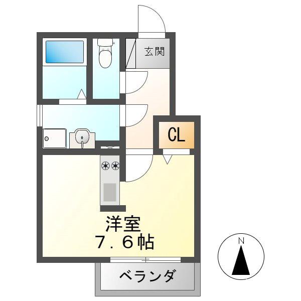 ベルセ常滑(ワンルーム/1階)の間取り写真