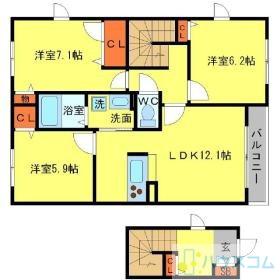CASA VERDE B棟(3LDK/2階)の間取り写真