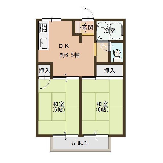 タナカハイツ(2DK/1階)の間取り写真