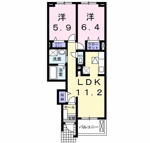 フィオーレ セレノ(2LDK/1階)の間取り写真