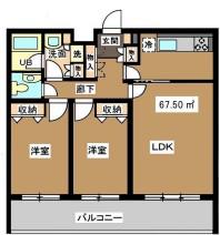 瀬田フラット(2LDK/1階)の間取り写真