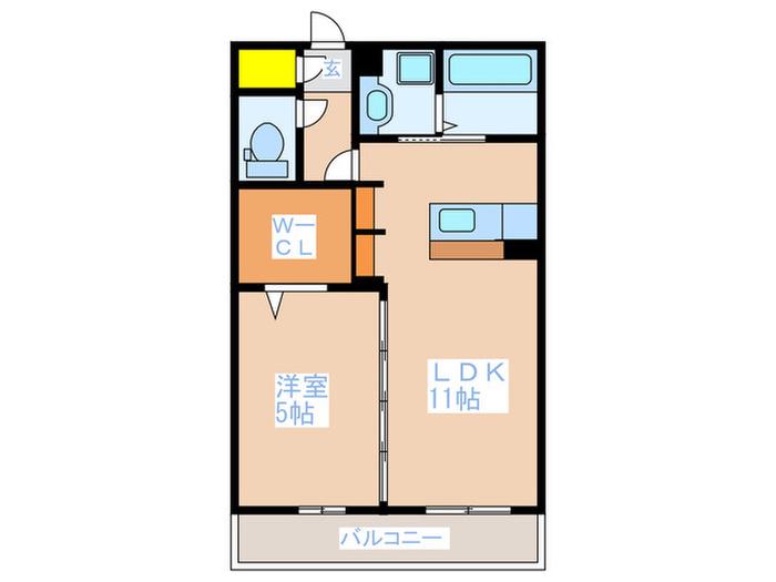 エトワール福生(1LDK/1階)の間取り写真