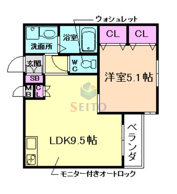 アヴェルーチェ豊中(1LDK/1階)の間取り写真