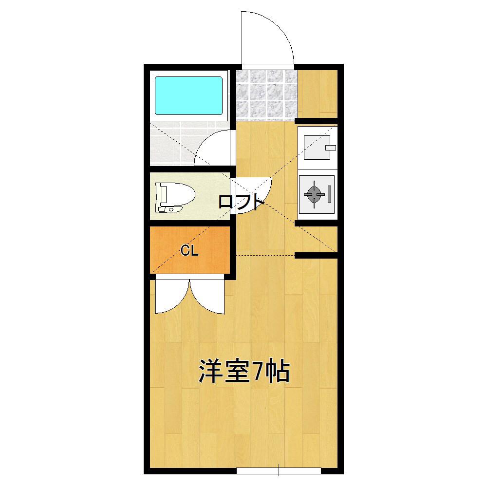 ピュア東中島(ワンルーム/2階)の間取り写真
