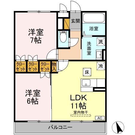 スマイル サンライズA・K A(2LDK/1階)の間取り写真