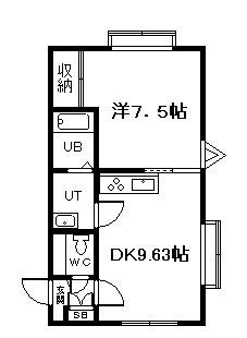 ヒルズA(1DK/1階)の間取り写真