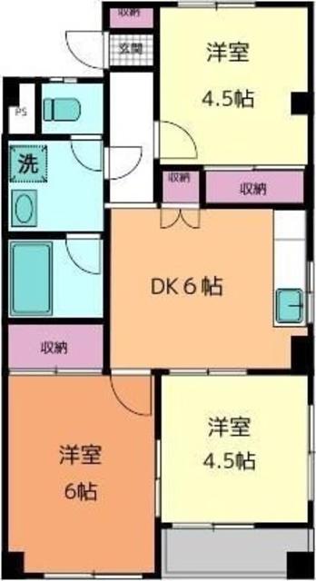 フジドエル(3DK/2階)の間取り写真
