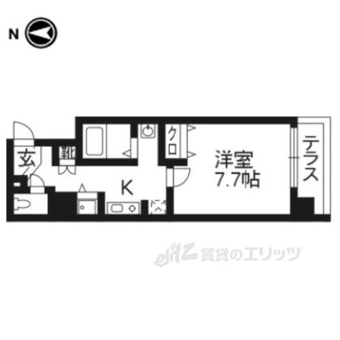 スワンズ京都油小路(1K/1階)の間取り写真